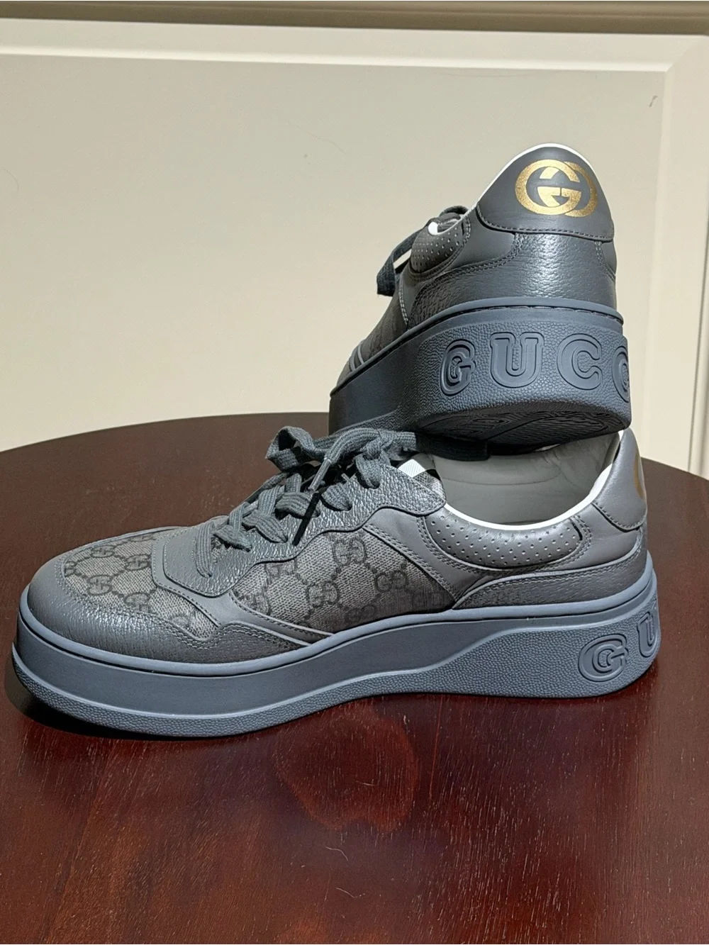 Gucci Gray GG Monogram Low-Top Sneakers